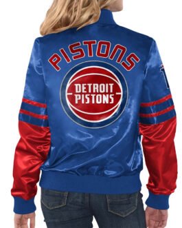 Women’s Detroit Pistons Red and Blue Jacket