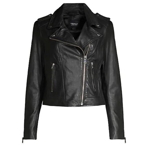 Women’s Donna Leather Biker Jacket - Image 14
