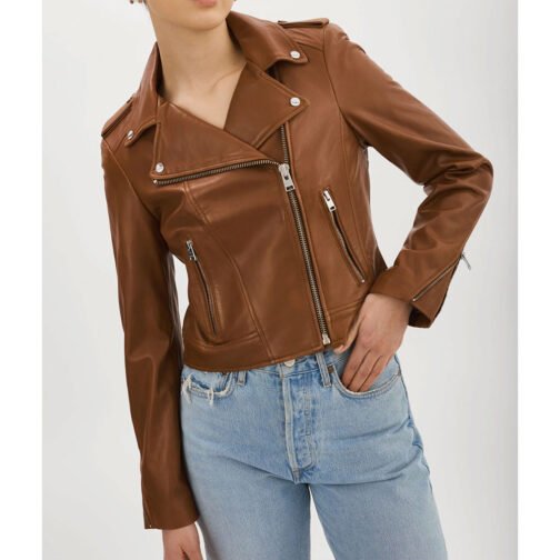 Women’s Donna Leather Biker Jacket - Image 3
