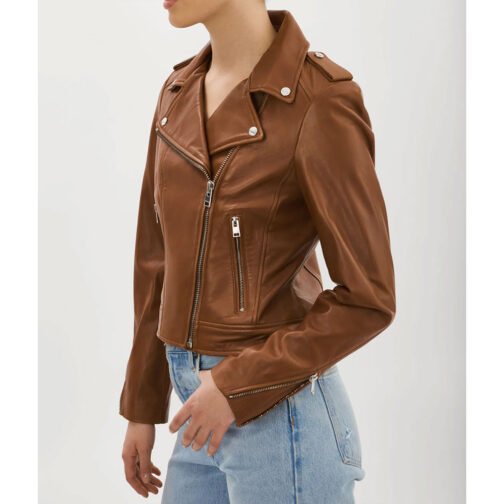 Women’s Donna Leather Biker Jacket - Image 13