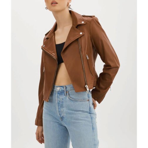 Women’s Donna Leather Biker Jacket - Image 18