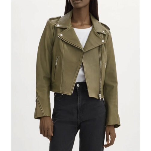 Women’s Donna Leather Biker Jacket - Image 10