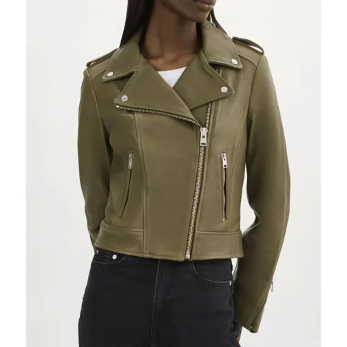 Women’s Donna Leather Biker Jacket - Image 2