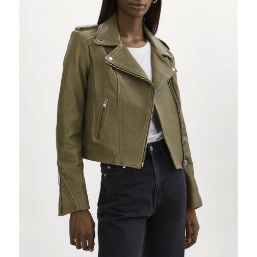 Women’s Donna Leather Biker Jacket - Image 11