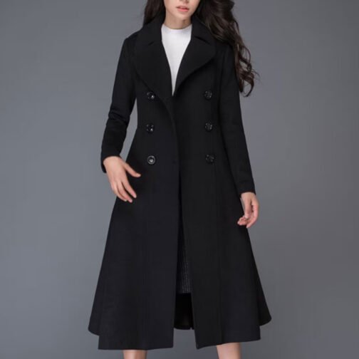 Women’s Swing Double Breasted Wool Coat - Image 13