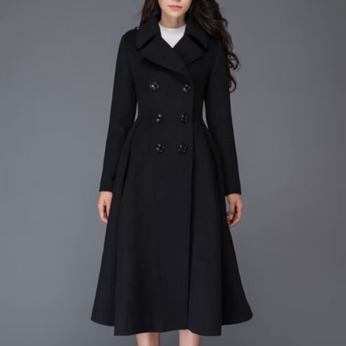 Women’s Swing Double Breasted Wool Coat - Image 4