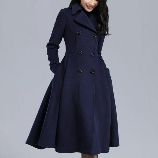 Women’s Swing Double Breasted Wool Coat - Image 12