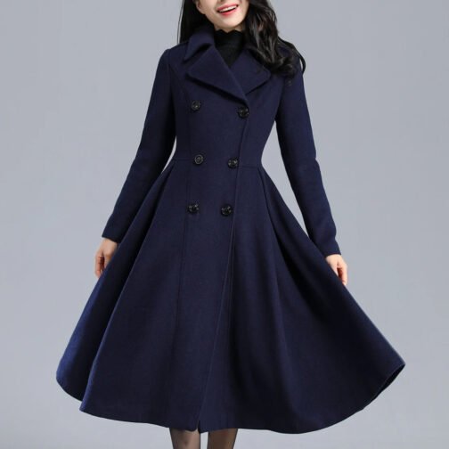 Women’s Swing Double Breasted Wool Coat - Image 3
