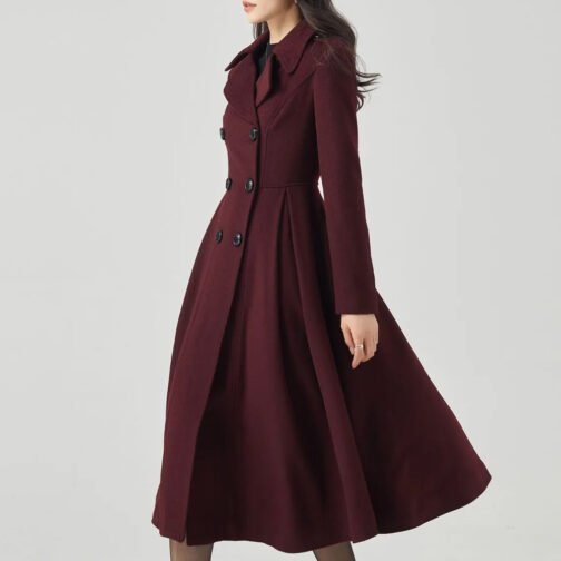 Women’s Swing Double Breasted Wool Coat - Image 17