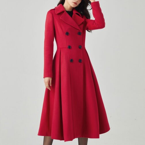 Women’s Swing Double Breasted Wool Coat - Image 10
