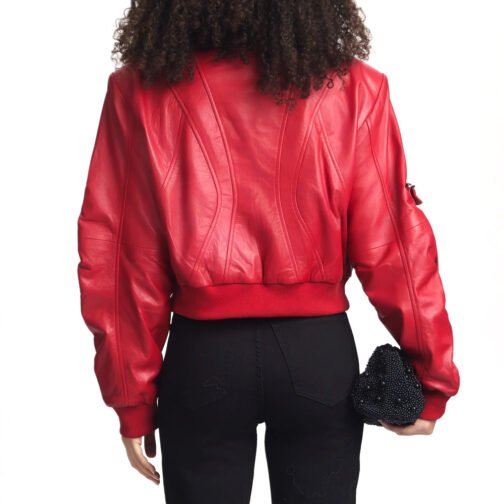 Women’s Haute Red Dual Zipper Leather Jacket - Image 2