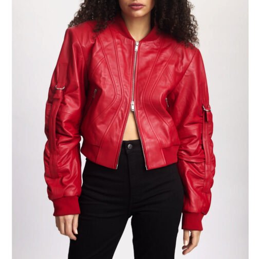 Women’s Haute Red Dual Zipper Leather Jacket - Image 3