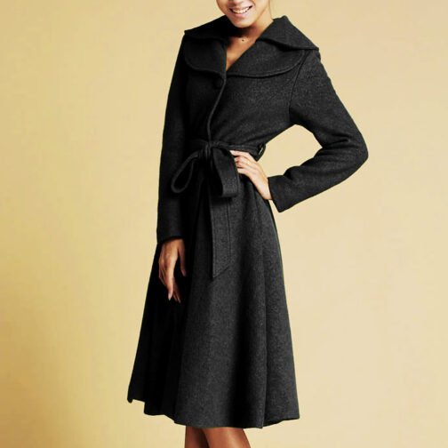 Women’s Feminine Swing Fit and Flare Wool Coat - Image 9