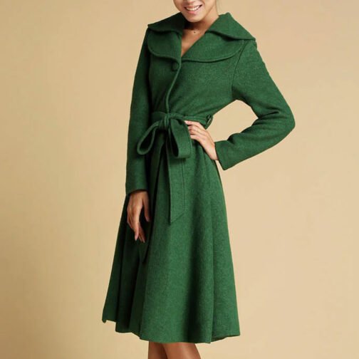 Women’s Feminine Swing Fit and Flare Wool Coat - Image 11