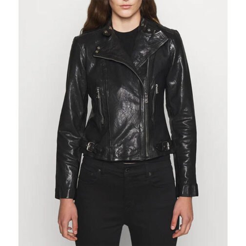 Women’s Feyoshi Leather Motorcycle Jacket - Image 3