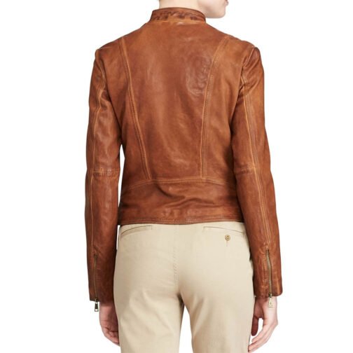 Women’s Feyoshi Leather Motorcycle Jacket - Image 4