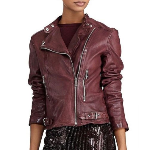 Women’s Feyoshi Leather Motorcycle Jacket - Image 2