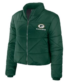 Women’s Green Bay Packers Puffer Cropped Jacket