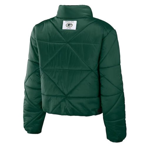 Women’s Green Bay Packers Puffer Cropped Jacket - Image 2