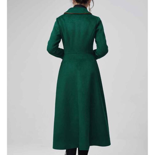 Women’s Green Maxi Wool Coat - Image 2