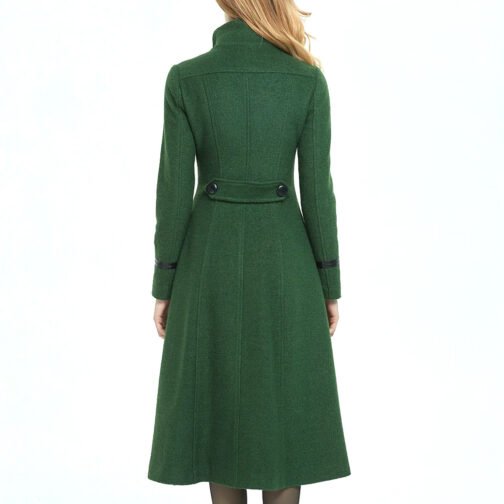 Women’s Green Military Style Wool Coat - Image 2