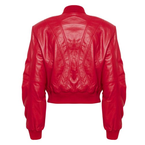 Women’s Haute Red Dual Zipper Leather Jacket - Image 5