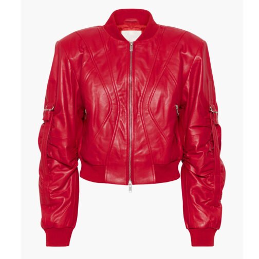 Women’s Haute Red Dual Zipper Leather Jacket - Image 4