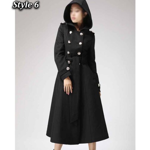 Women’s Hooded Military Wool Coat - Image 6