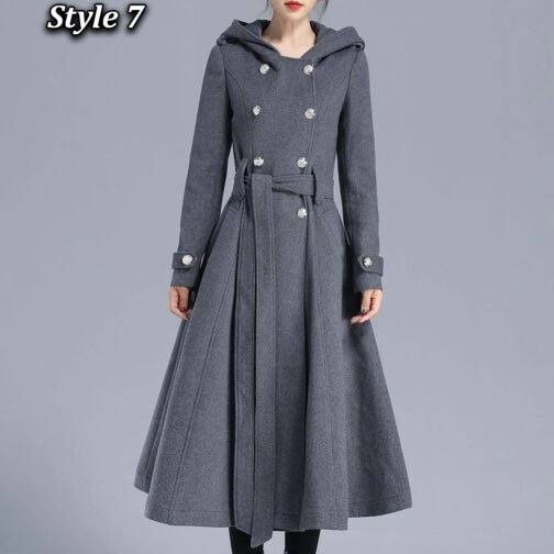Women’s Hooded Military Wool Coat - Image 7