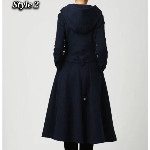 Women’s Hooded Military Wool Coat - Image 9
