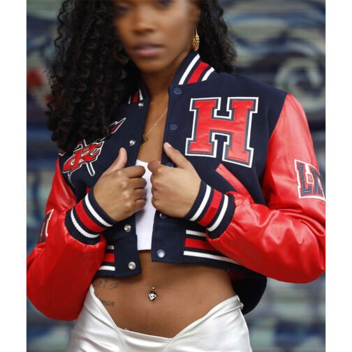 Women’s Howard University Cropped Varsity Jacket - Image 4