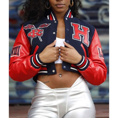 Women’s Howard University Cropped Varsity Jacket - Image 3