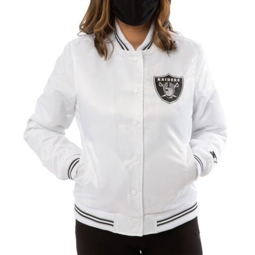 Women’s Raiders Las Vegas Satin Starter Jacket - Image 3