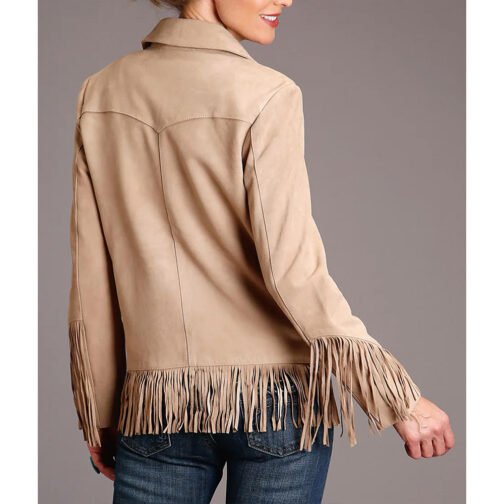 Women’s Suede Leather Fringe Jacket - Image 4
