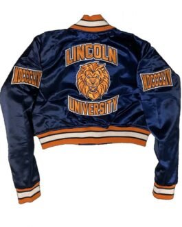 Women’s Embroidered Lincoln University Cropped Blue Jacket