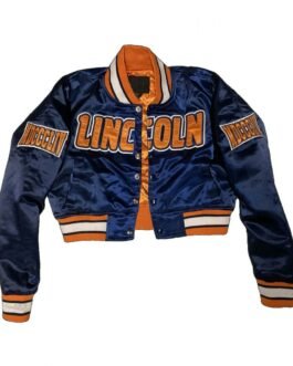 Women’s Embroidered Lincoln University Cropped Blue Jacket