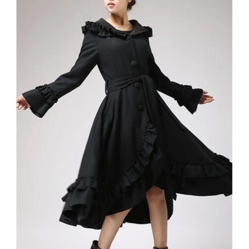 Women’s Wool Maxi Coat with Hood - Image 12
