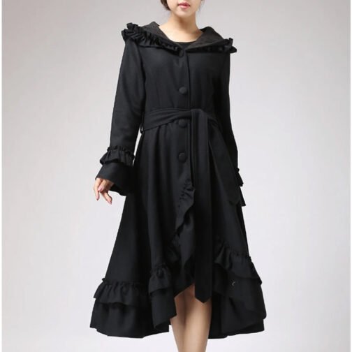 Women’s Wool Maxi Coat with Hood - Image 19