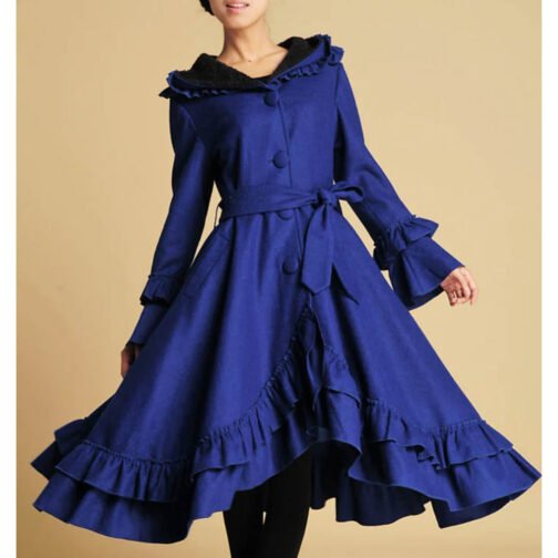 Women’s Wool Maxi Coat with Hood - Image 2