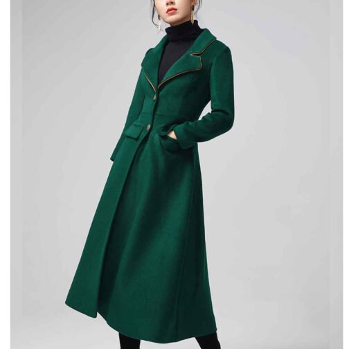 Women’s Green Maxi Wool Coat - Image 5