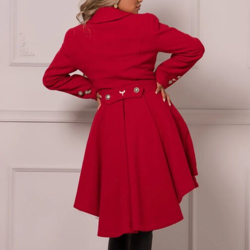 Women’s Princess Red Wool Midi Coat - Image 2