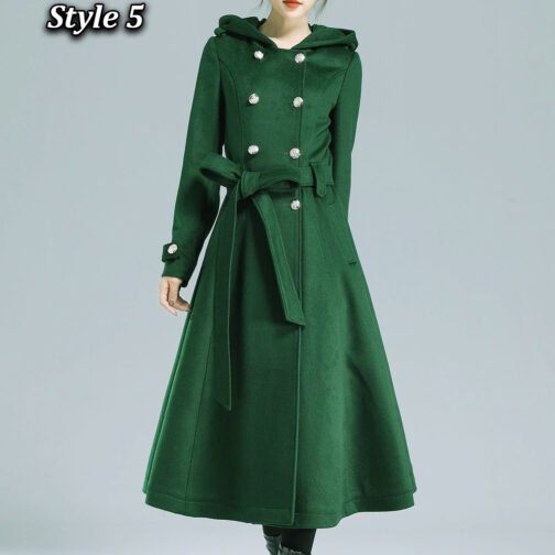 Women’s Hooded Military Wool Coat - Image 5