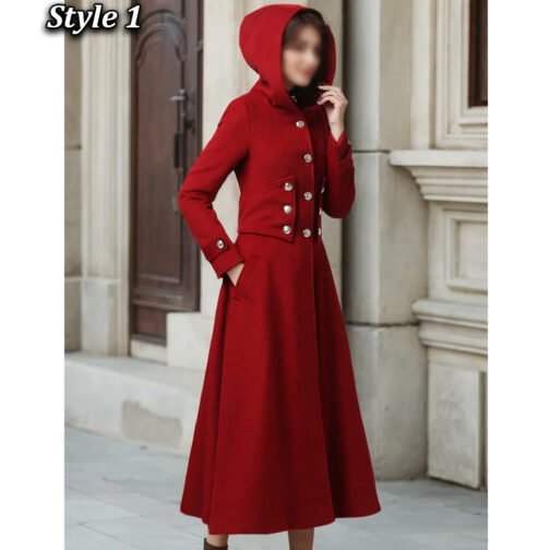 Women’s Hooded Military Wool Coat - Image 17