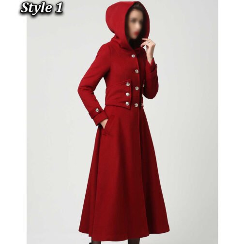 Women’s Hooded Military Wool Coat - Image 8