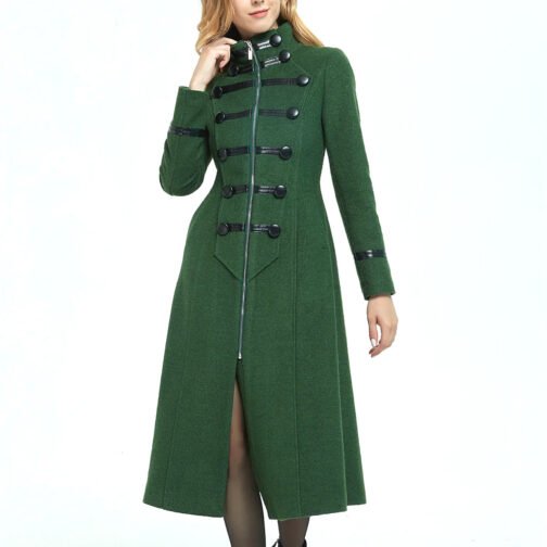 Women’s Green Military Style Wool Coat - Image 5