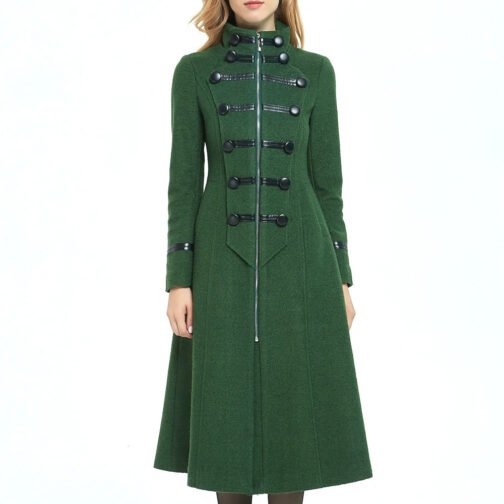 Women’s Green Military Style Wool Coat