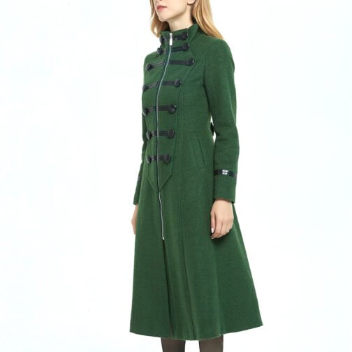 Women’s Green Military Style Wool Coat - Image 6