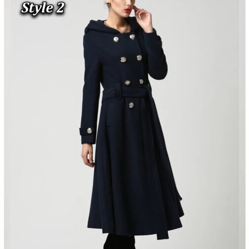 Women’s Hooded Military Wool Coat - Image 18