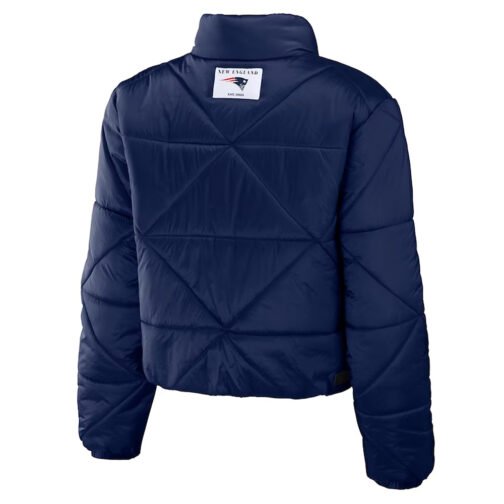 Women’s New England Patriots Puffer Cropped Jacket - Image 2