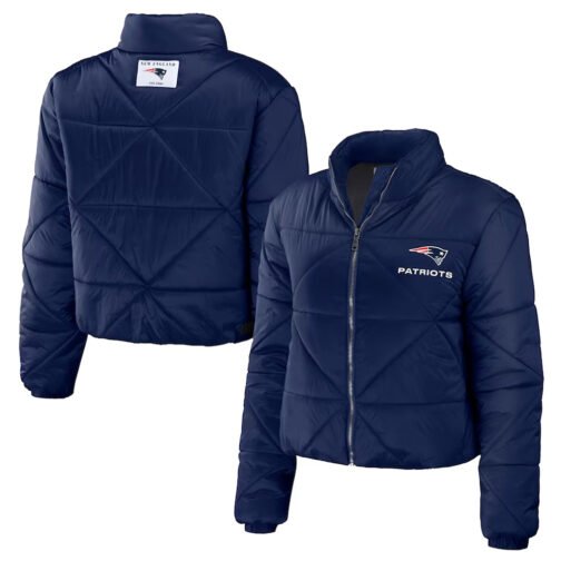Women’s New England Patriots Puffer Cropped Jacket - Image 3